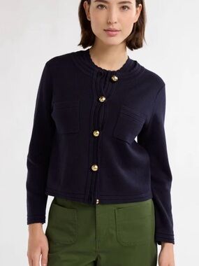 🌏📇💦🦋🦋Navy Cardigan with Gold Buttons and Patch Pockets